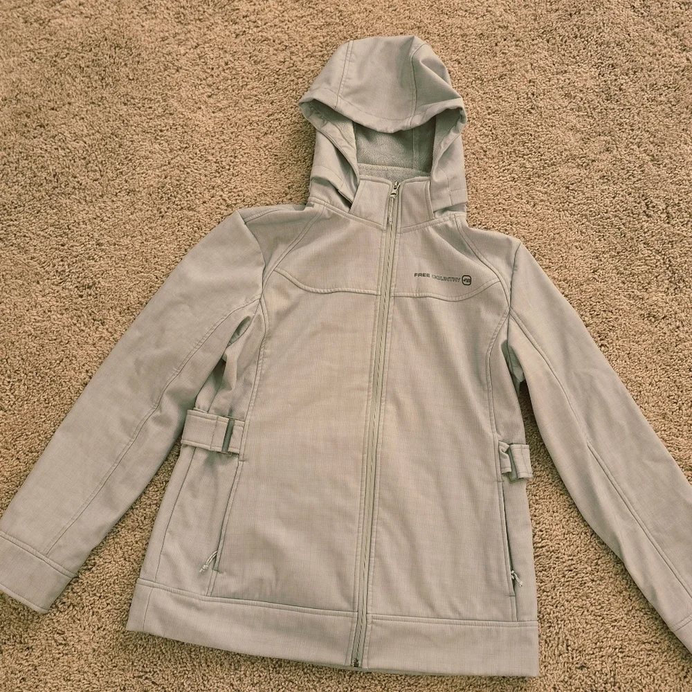Gray Hooded Wind/water Jacket With Fleece Lining Size MED - Picture 1 of 6